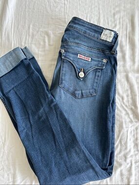 Hudson Jeans Straight Leg Mid Blue Denim - UK Flag
